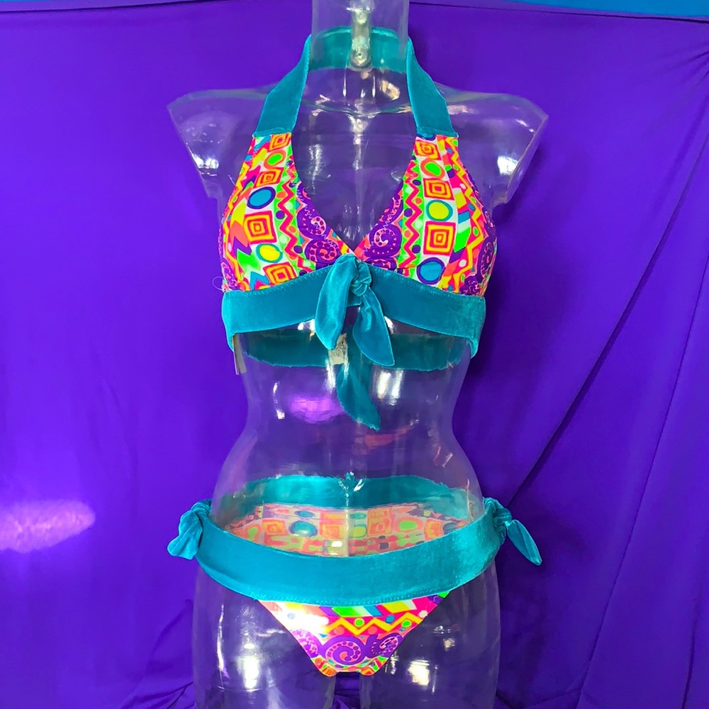 Candy Raver Velvet Hipster Retro Bikini S NWT
